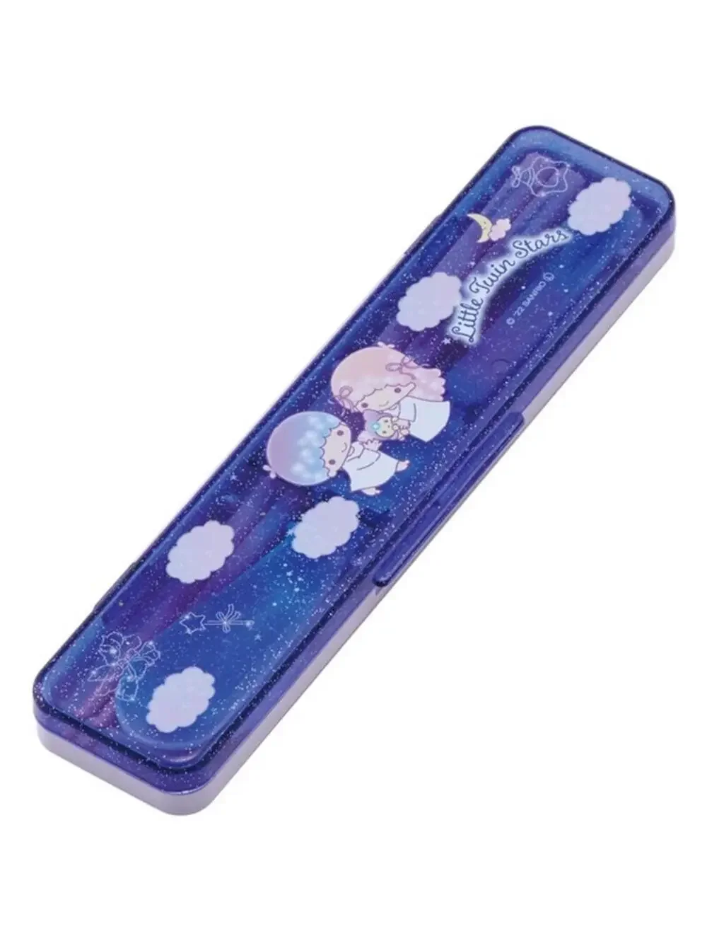 Sanrio Little Twin Stars Utensil Set Spoon Chopsticks Box Case Glitter Bento NWT
